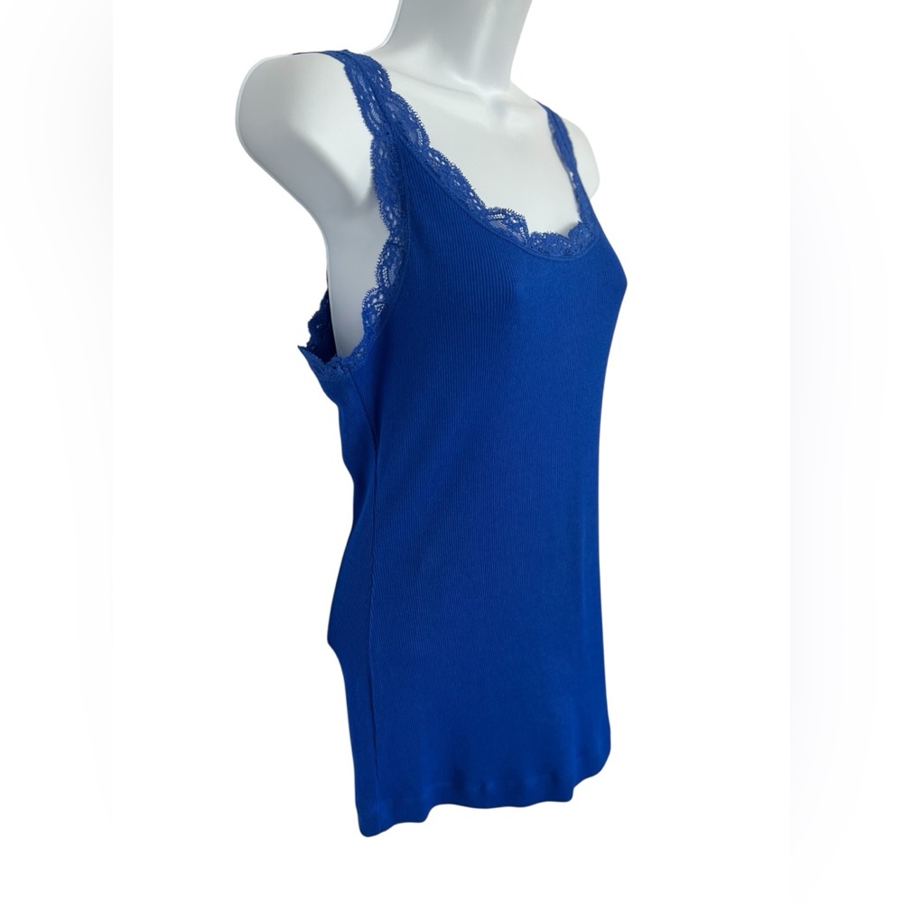 π π NWT APT. 9 Essentials Cobalt Bay Lace Trim Tank Top | Womenβs Size Medium - Picture 2 of 9